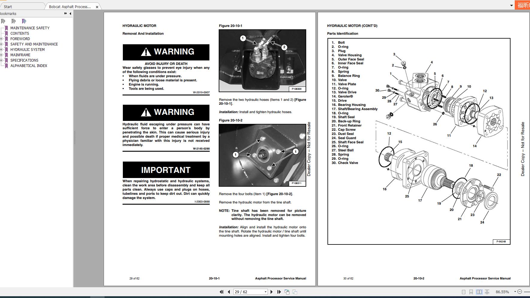 Bobcat Asphalt Processor Service Manual6990462 3