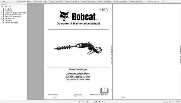 Bobcat Auger Operation Maintenance Manuals 1