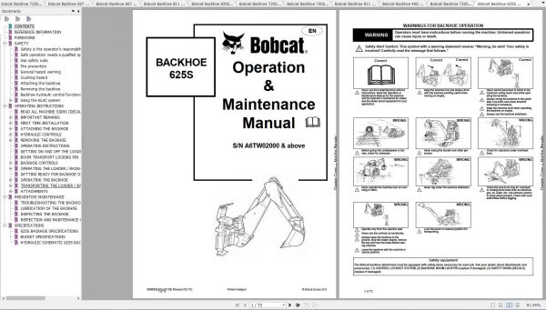 Bobcat Backhoe 406 835S Operation Maintenance Manuals 4