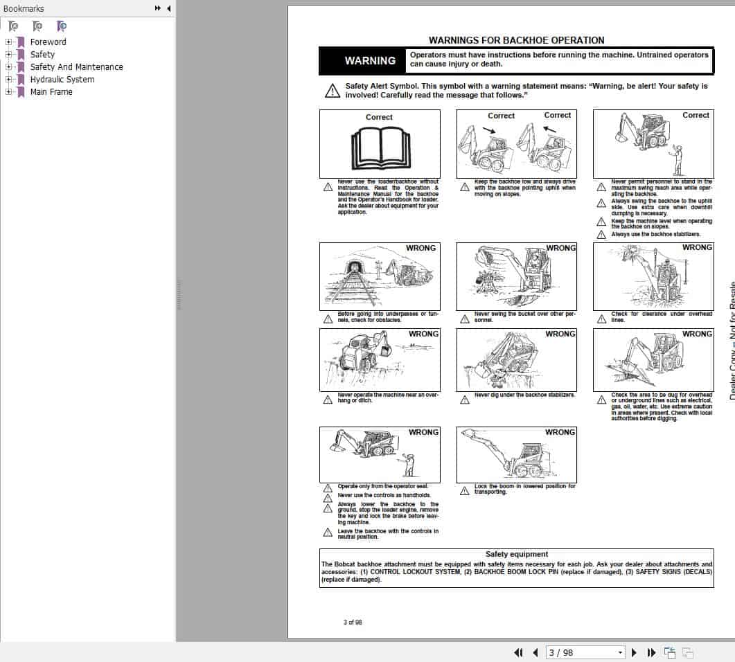 Bobcat Backhoe 625S Service Manual6986908 2