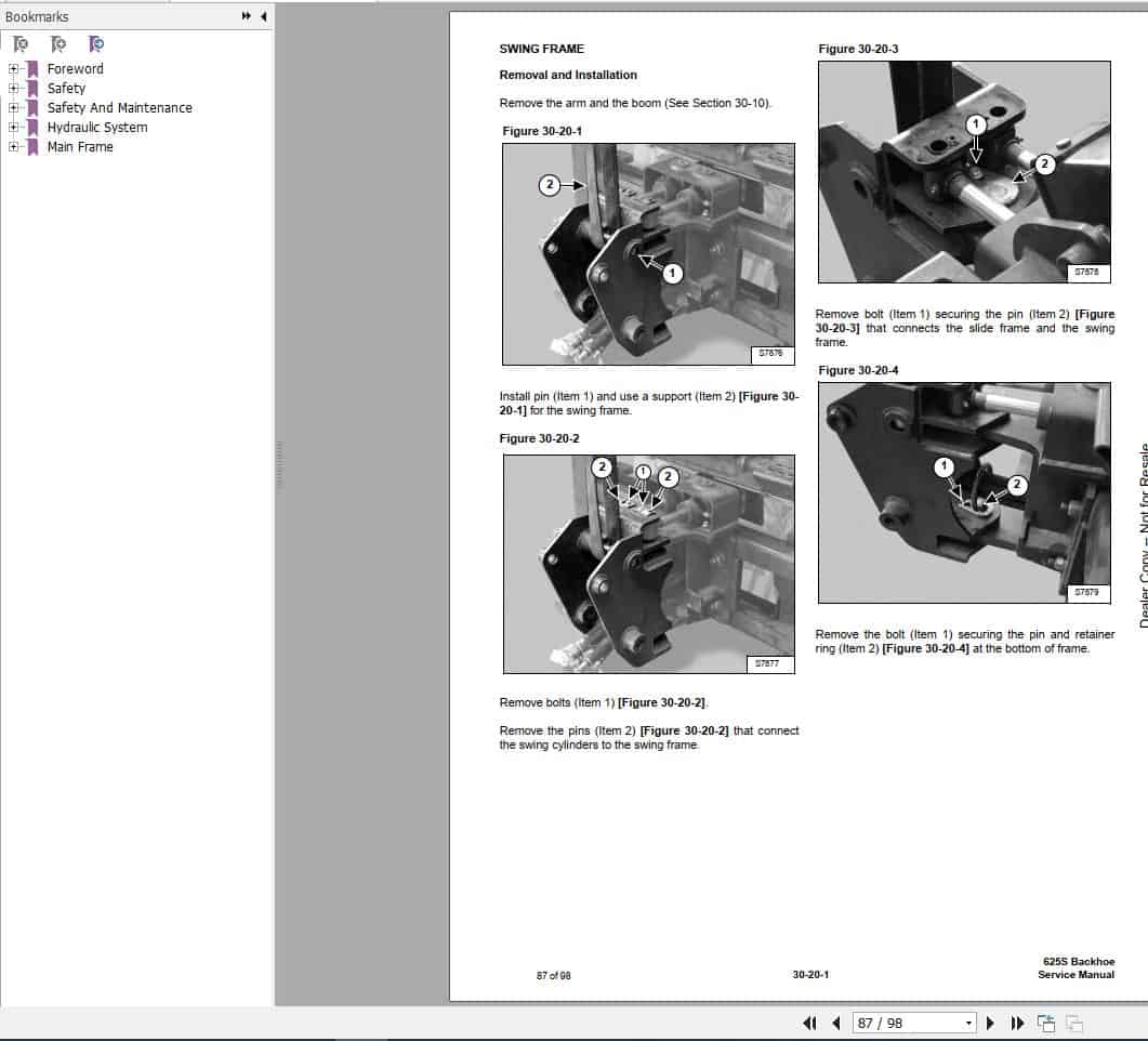 Bobcat Backhoe 625S Service Manual6986908 3