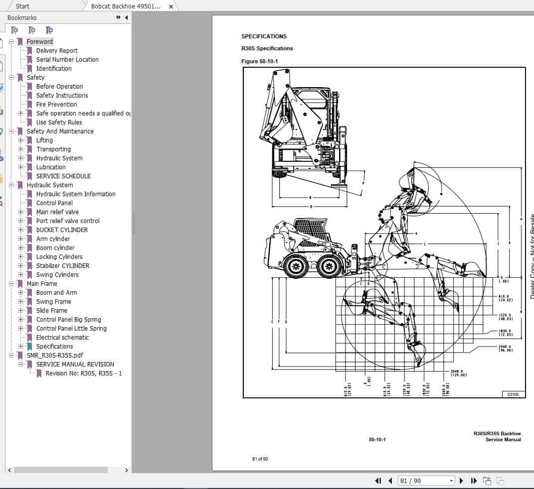 Bobcat Backhoe R30S R35S Service Manual4950144 4