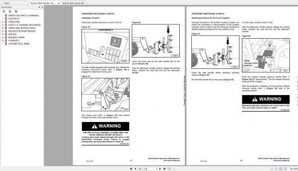 Bobcat Bale Carrier Bale Handler Operation Maintenance Manuals 3