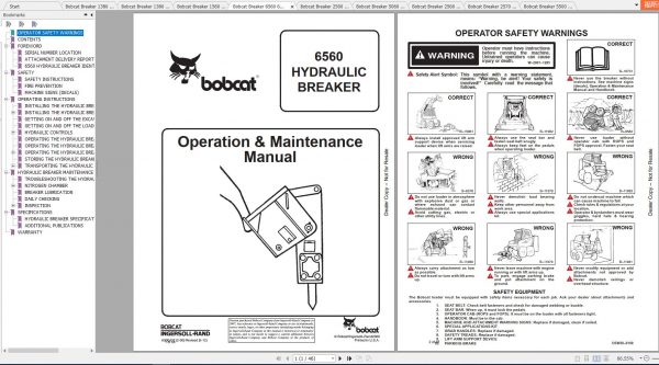 Bobcat Breaker 1250 6560 Operation Maintenance Manuals 1
