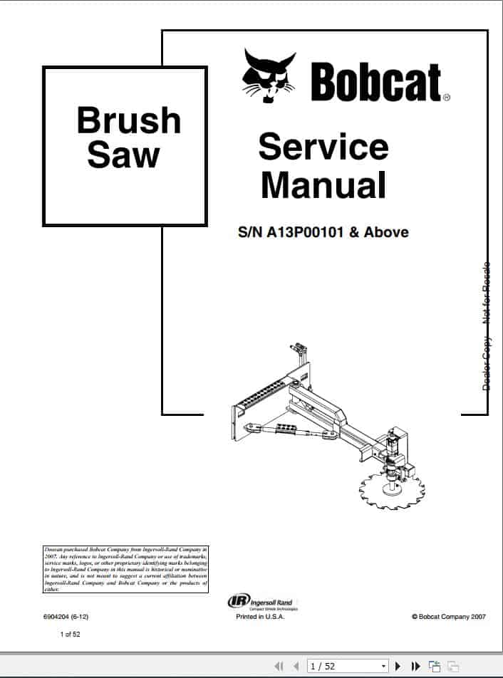 Bobcat Brush Saw Service Manual6904204 1
