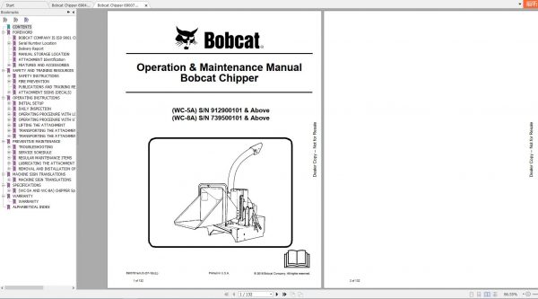 Bobcat Chipper Operation Maintenance Manuals 1