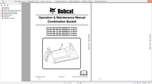 Bobcat Combination Concrete Mixing Bucket Operation Maintenance Manuals 2