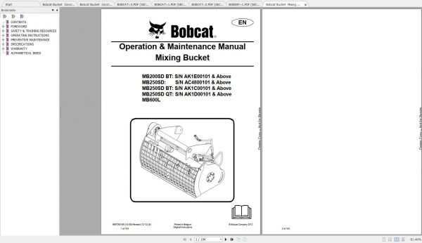 Bobcat Combination Concrete Mixing Bucket Operation Maintenance Manuals 3