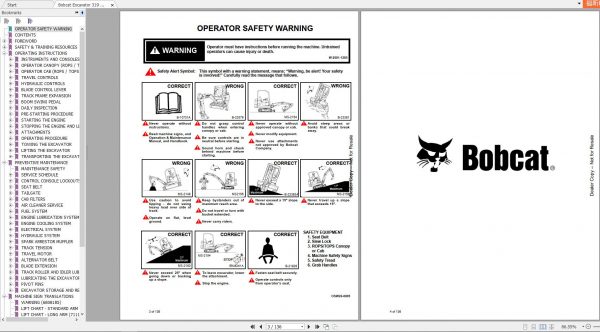 Bobcat Compact Excavator 319 Operation Maintenance Manual6904116 2