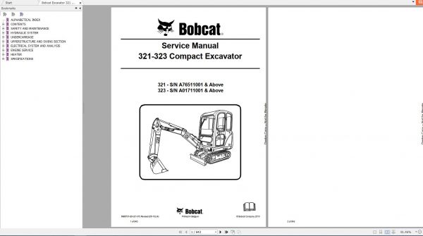 Bobcat Compact Excavator 321 323 Service Manual6986731 1