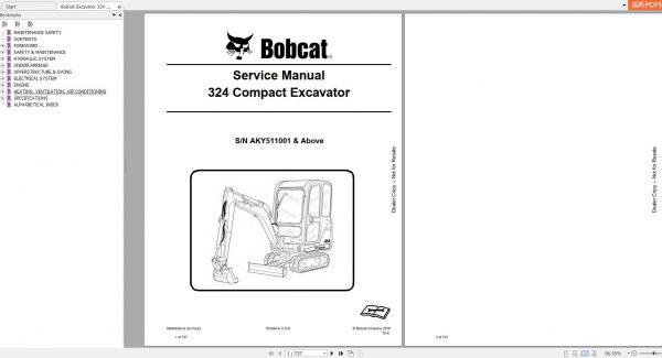 Bobcat Compact Excavator 324 Service Manual6989593 1