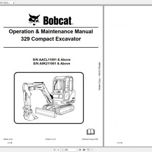Bobcat Compact Excavator 329 Operation Maintenance Manuals 1