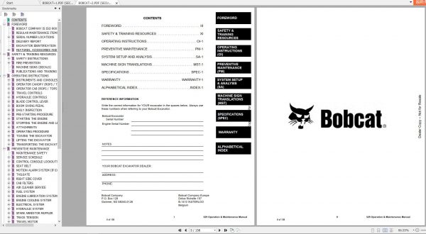 Bobcat Compact Excavator 329 Operation Maintenance Manuals 2