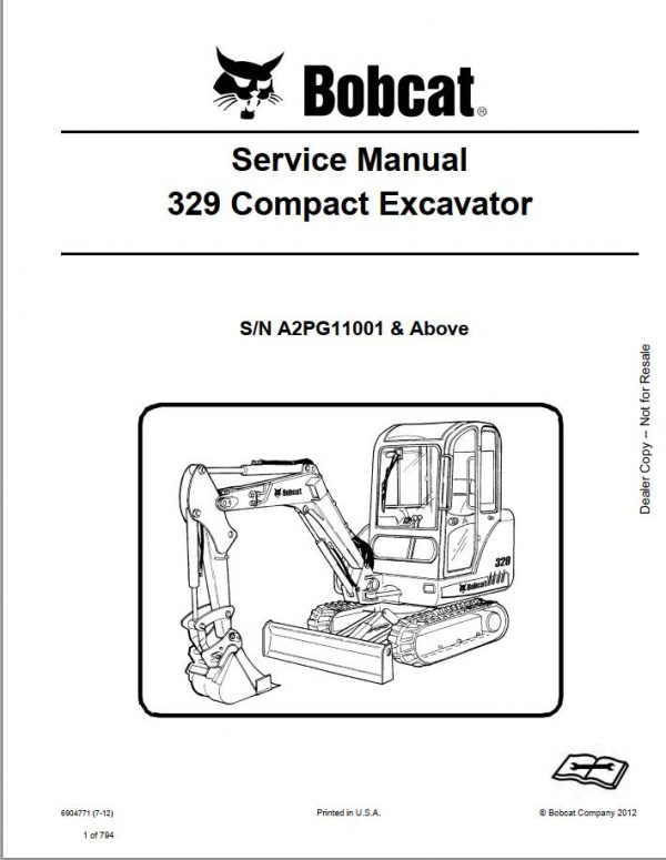 Bobcat Compact Excavator 329 Service Manual6904771 1