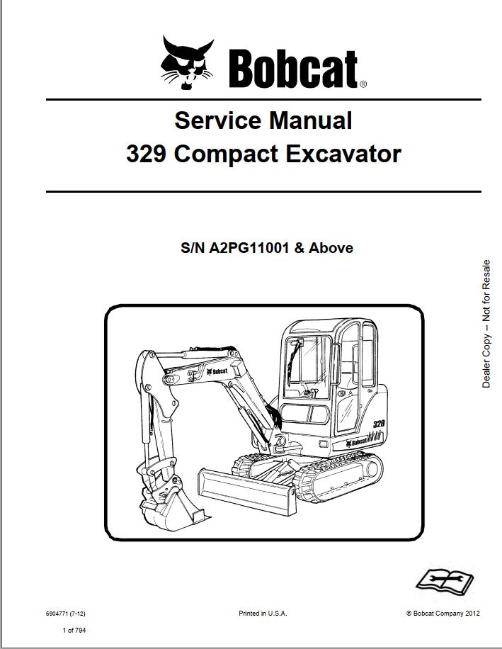 Bobcat Compact Excavator 329 Service Manual6904771 1