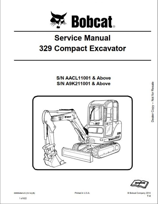 Bobcat Compact Excavator 329 Service Manual6986946 1