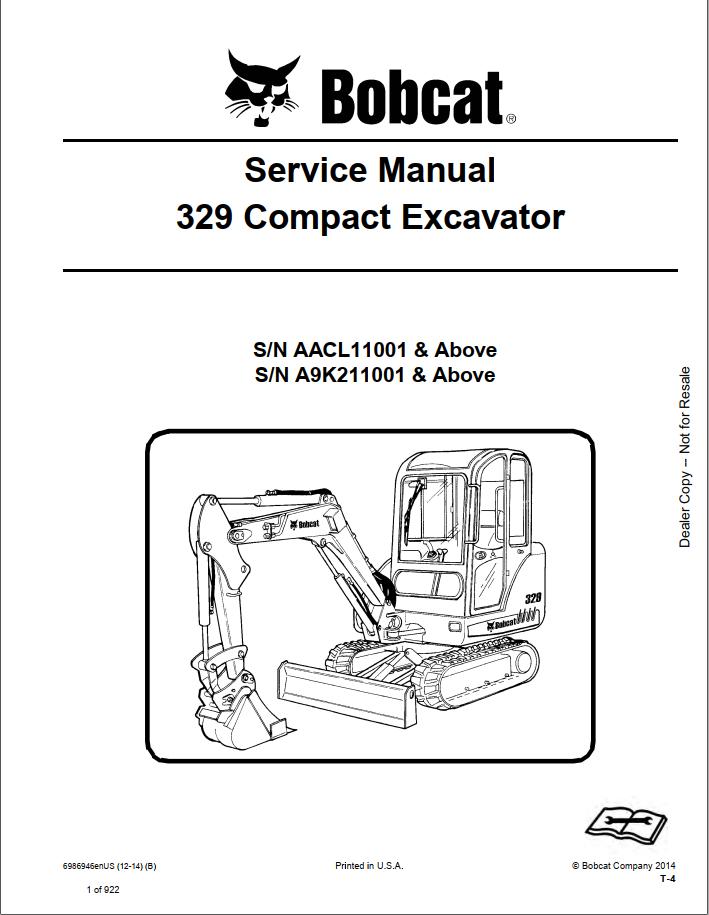 Bobcat Compact Excavator 329 Service Manual6986946 1