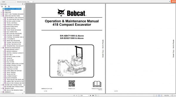 Bobcat Compact Excavator 418 Operation Maintenance Manual6986852 1