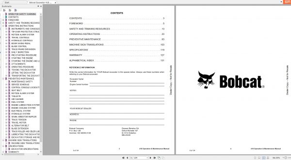 Bobcat Compact Excavator 418 Operation Maintenance Manual6986852 3