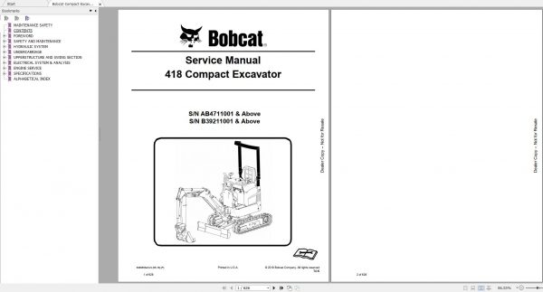 Bobcat Compact Excavator 418 Service Manual6986853 1