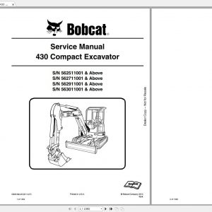 Bobcat Compact Excavator 430 Service Manuals 1