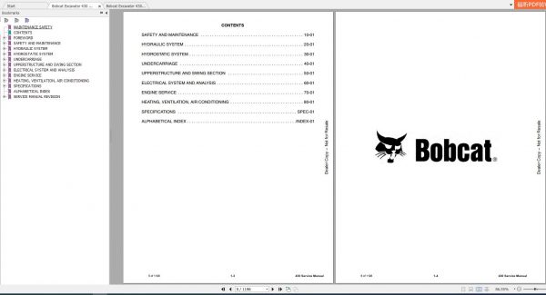 Bobcat Compact Excavator 430 Service Manuals 2