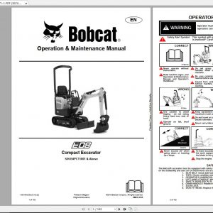 Bobcat Compact Excavator E08 Operation Maintenance Manuals 1
