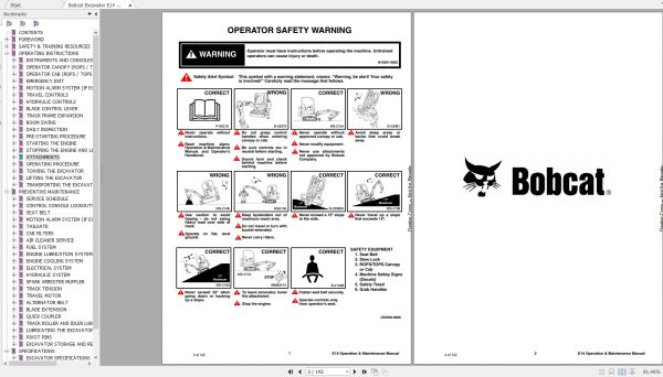 Bobcat Compact Excavator E14 Operation Maintenance Manual6989420 2
