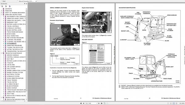 Bobcat Compact Excavator E14 Operation Maintenance Manual6989420 4