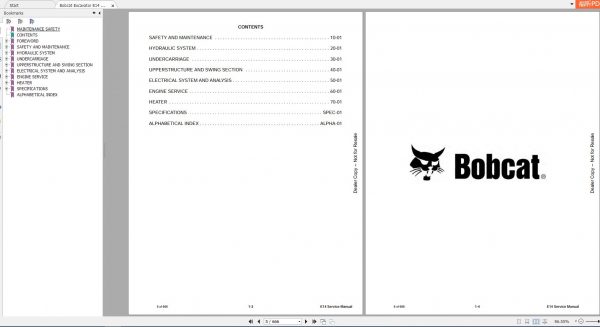 Bobcat Compact Excavator E14 Service Manual6989421 2