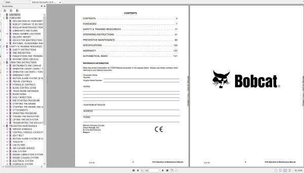 Bobcat Compact Excavator E16 Operation Maintenance Manual6989423 2
