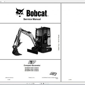 Bobcat Compact Excavator E17 E17z Service Manuals 1