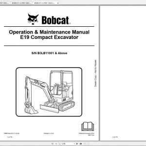 Bobcat Compact Excavator E19 Operation Maintenance Manuals 1