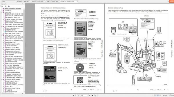 Bobcat Compact Excavator E19 Operation Maintenance Manuals 4