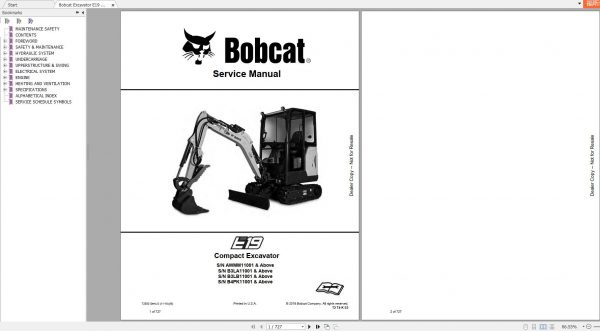 Bobcat Compact Excavator E19 Service Manual7255013 1