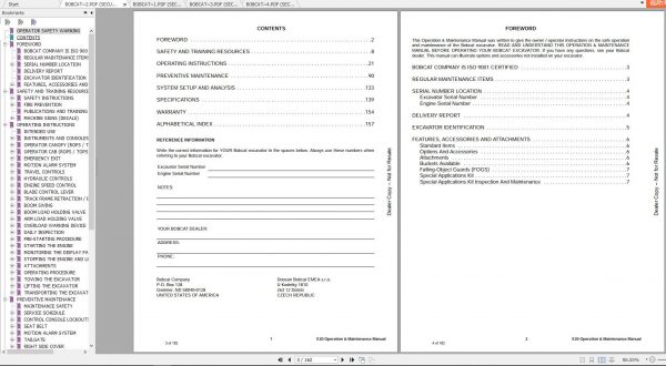 Bobcat Compact Excavator E20 Operation Maintenance Manuals 3