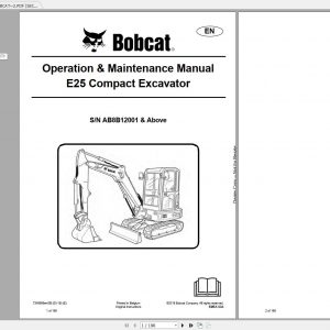 Bobcat Compact Excavator E25 Operation Maintenance Manuals 1