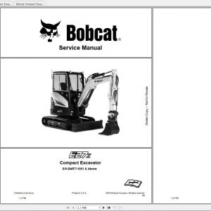 Bobcat Compact Excavator E27 E27z Service Manuals 1