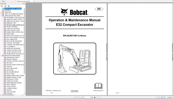 Bobcat Compact Excavator E32 Operation Maintenance Manual6987270 1