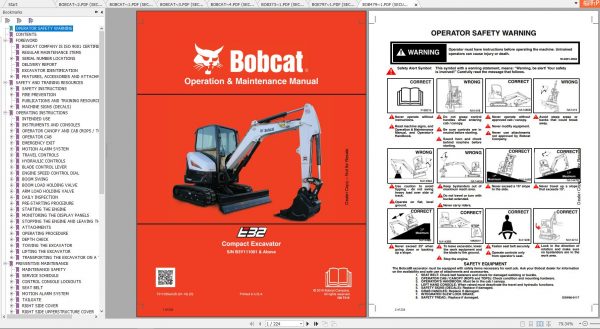 Bobcat Compact Excavator E32 Operation Maintenance Manuals 1