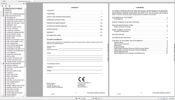 Bobcat Compact Excavator E34 Operation Maintenance Manual7323254 2