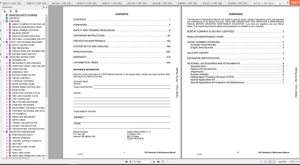 Bobcat Compact Excavator E35 Operation Maintenance Manuals 3