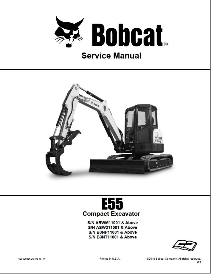 Bobcat Compact Excavator E55 Service Manual6990093 1