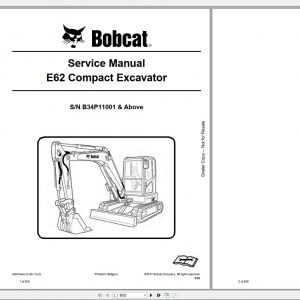 Bobcat Compact Excavator E62 Service Manual6990794 1