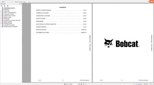 Bobcat Compact Tractor CT122 Service Manual6987028 2