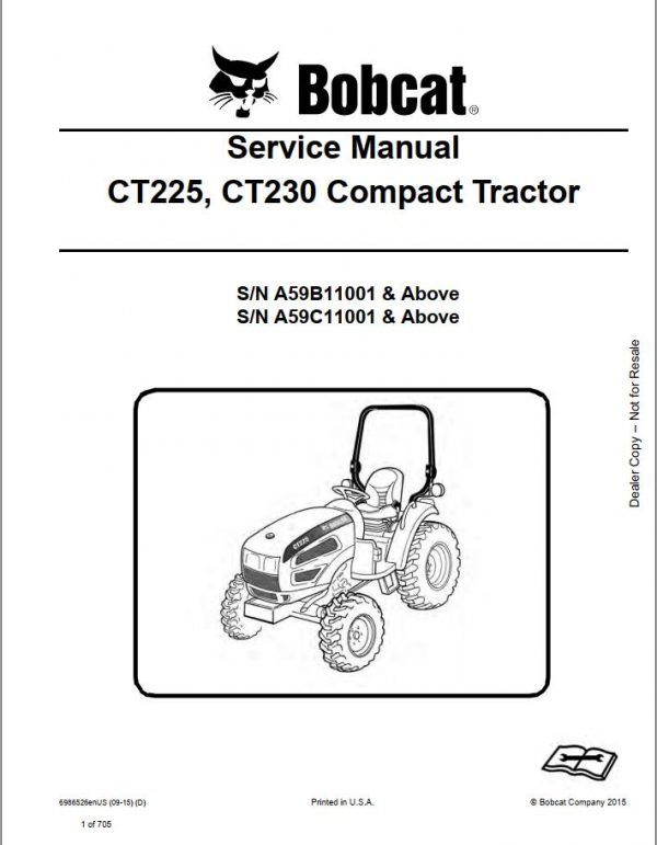 Bobcat Compact Tractor CT225 CT230 Service Manual6986526 1