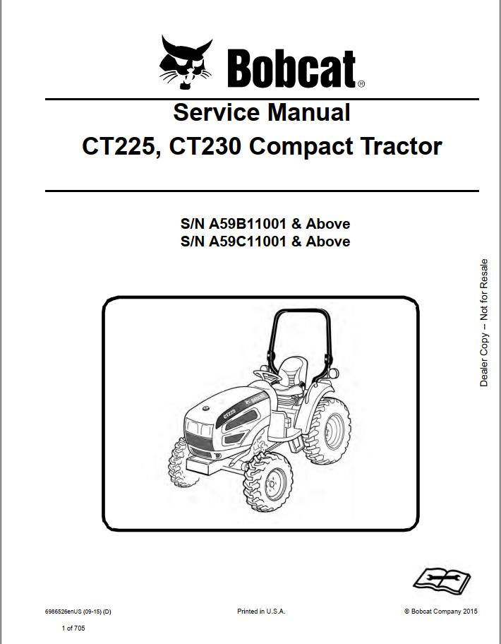 Bobcat Compact Tractor CT225 CT230 Service Manual6986526 1