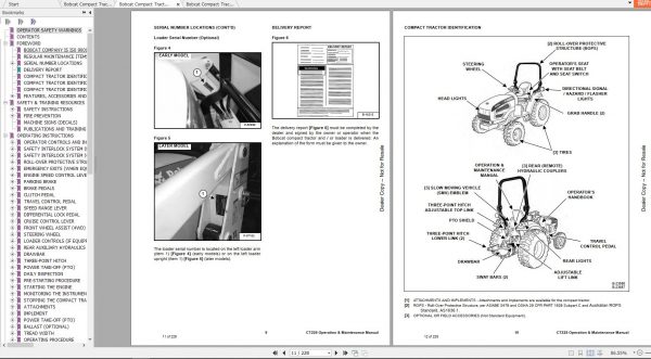 Bobcat Compact Tractor CT225 Operation Maintenance Manuals 3