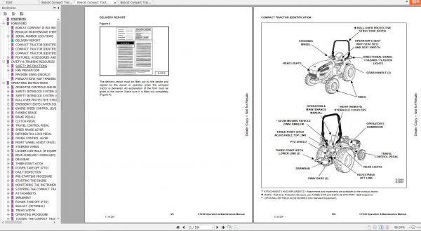 Bobcat Compact Tractor CT230 Operation Maintenance Manuals 3