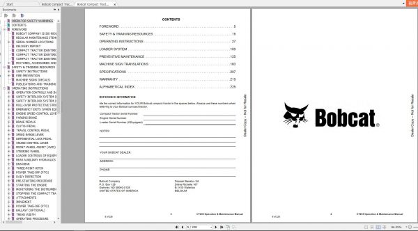 Bobcat Compact Tractor CT235 Operation Maintenance Manuals 2